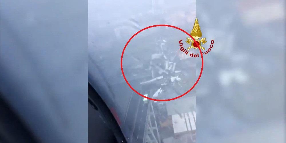 Σοκαριστικές εικόνες μέσα από ελικόπτερο από την γέφυρα Μοράντι στην Γένοβα
