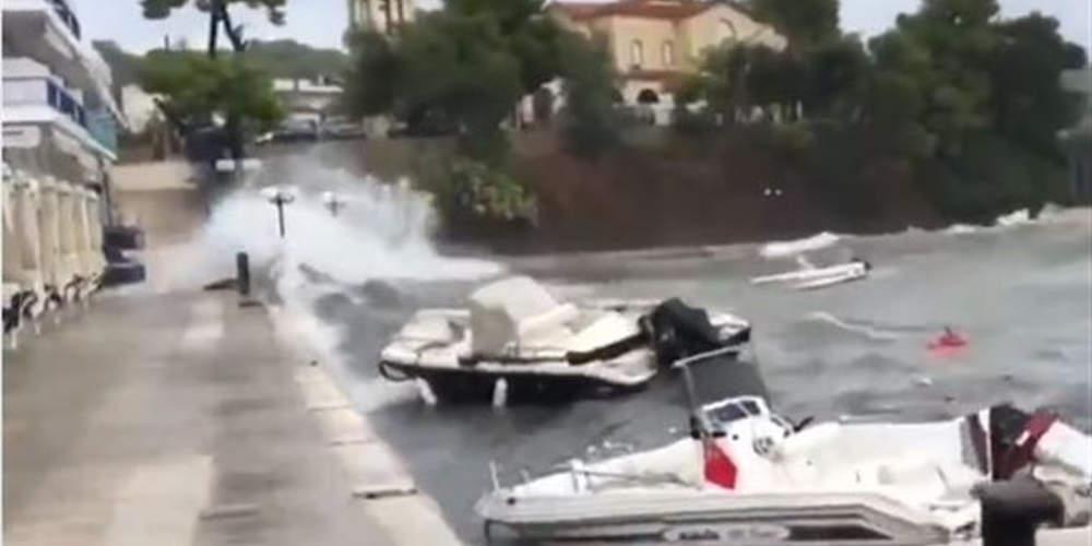 Απίστευτο: Ο «Ζορμπάς» έβγαλε βάρκες στη στεριά στην Παλιά Επίδαυρο [βίντεο]