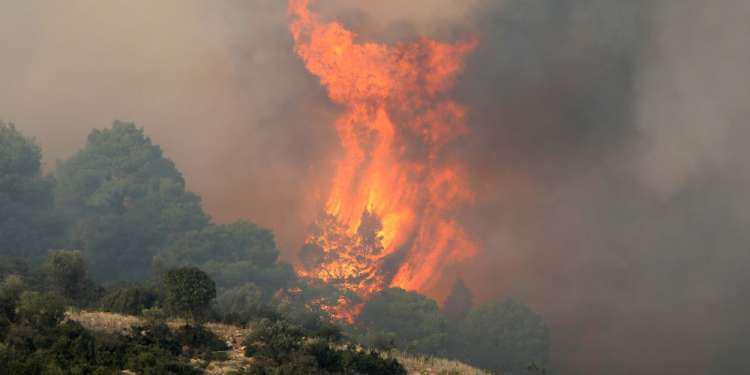 Μεγάλη πυρκαγιά στο Νεοχώρι Πλωμαρίου στη Λέσβο