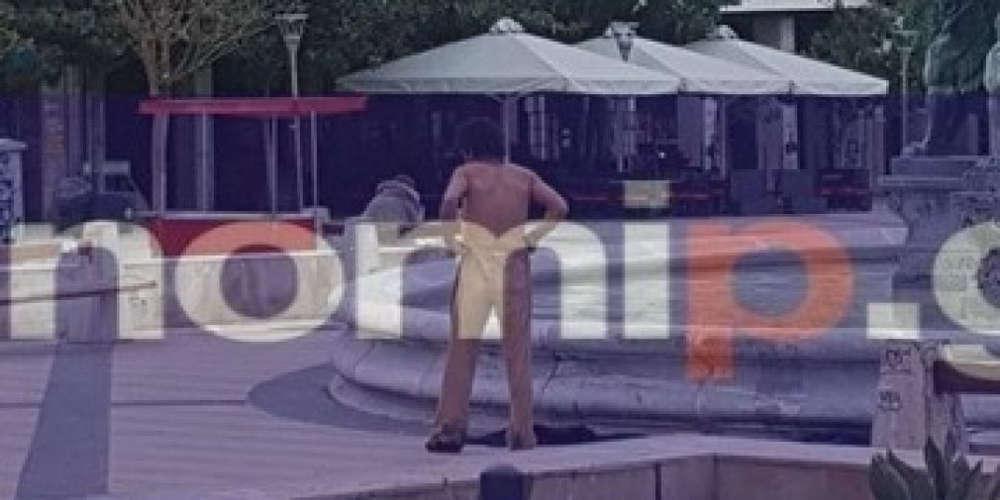 Χαμός στην Πάτρα με τον γυμνό άνδρα που έκανε μπάνιο στο συντριβάνι [βίντεο]