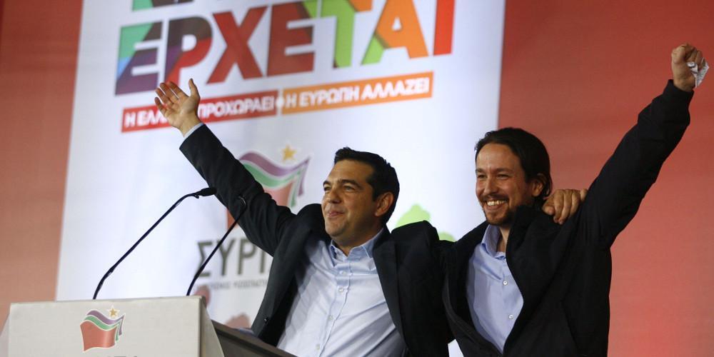 Πριν: ΣΥΡΙΖΑ, Podemos venceremos, τώρα: ΓΥΡΙΖΑ υπέρ των σοσιαλιστών και Σάντσεθ