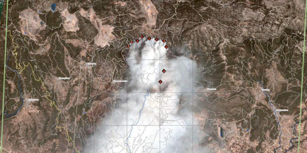 Η εικόνα της πυρκαγιάς στην Εύβοια από τον δορυφόρο της υπηρεσίας Copernicus