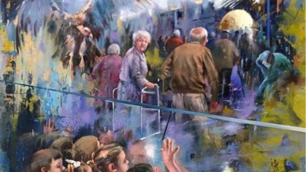 Κορωνοϊός: Ρίγη συγκίνησης για τον πίνακα που δείχνει το τελευταίο «αντίο» των παιδιών στους παππούδες τους