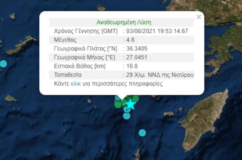 Σεισμός στη Νίσυρο – 4,6 Ρίχτερ ταρακούνησαν το νησί