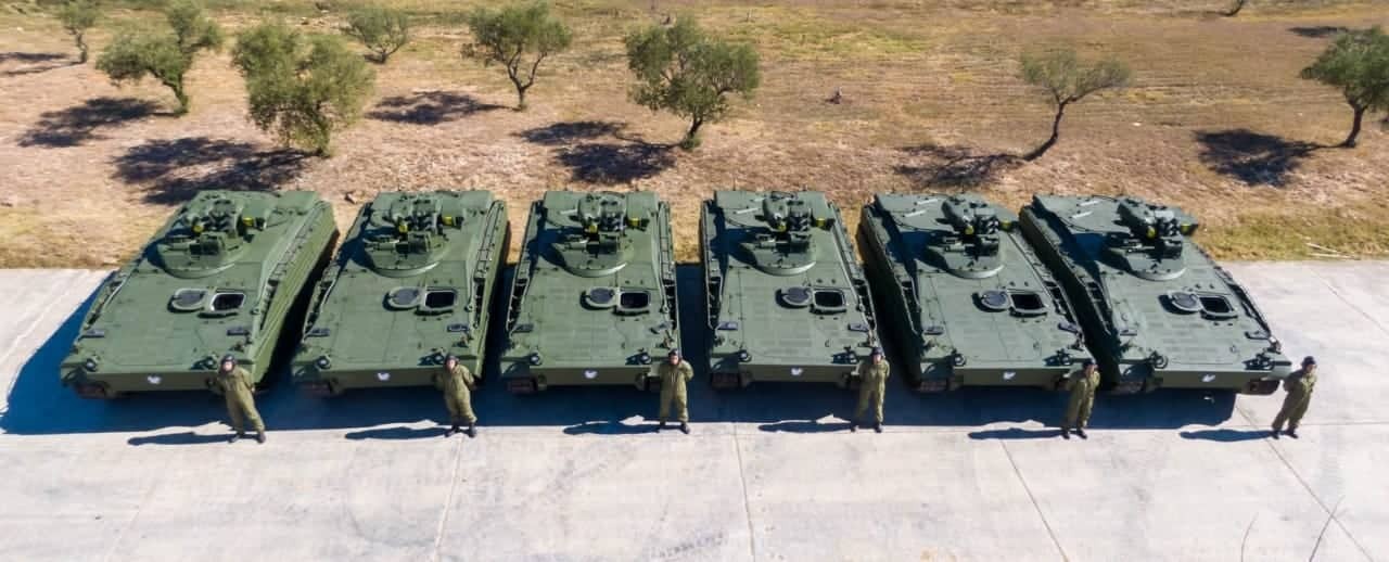 παρελήφθησαν εχθές δευτέρα 17 οκτωβρίου 2022 τα πρώτα 6 από τα 40 τεθωρακισμένα οχήματα μάχης (τομα) marder 1a3 21