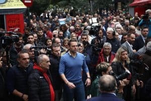 Απεργία: Ο Στέφανος Κασσελάκης στην συγκέντρωση των αυτοαπασχολούμενων