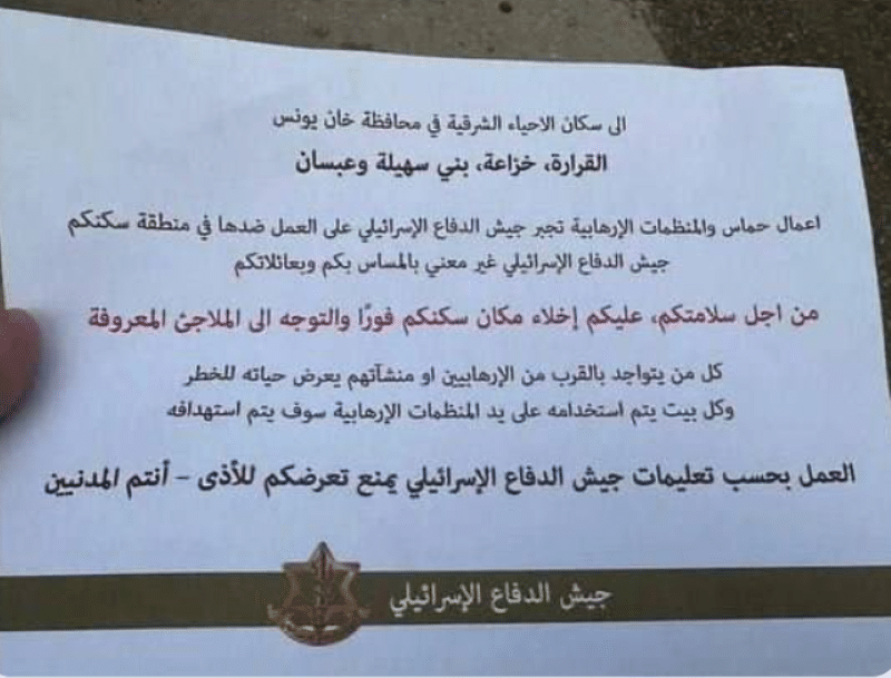 «Εκκενώστε άμεσα» έγραψαν σε φυλλάδια που έριξαν από αέρος σε κατοίκους στη Γάζα